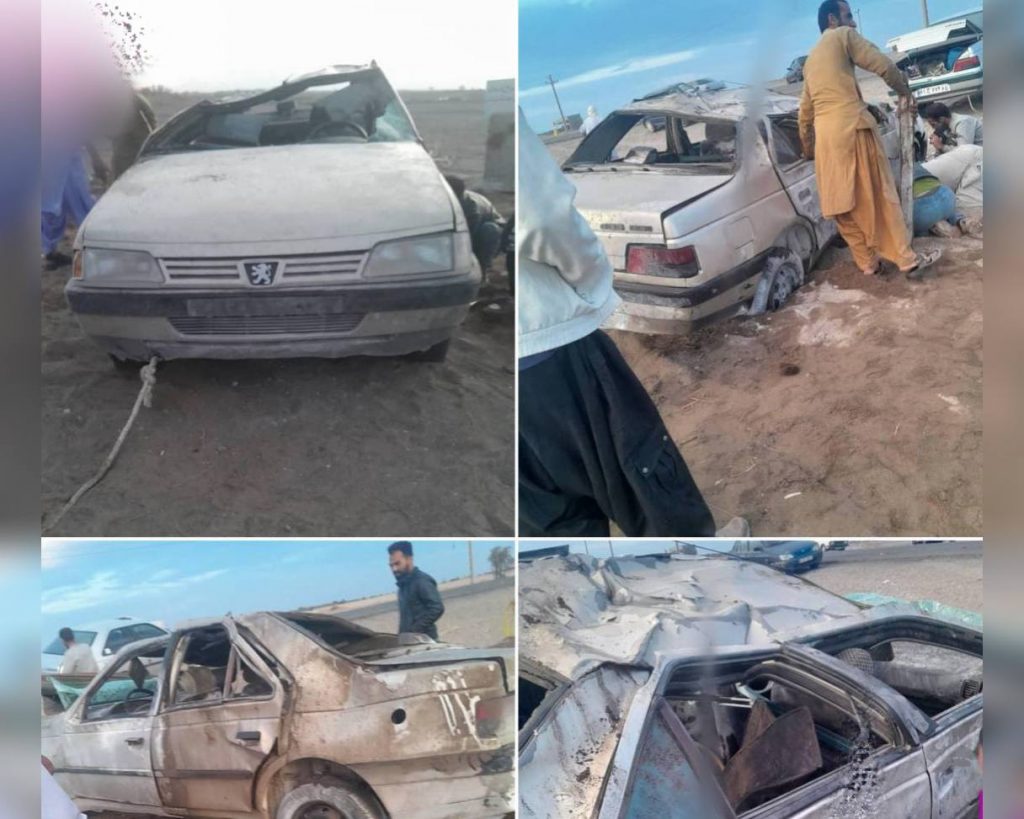 ایرانشهر؛ مجروح شدن یک سوختبر بلوچ بر اثر واژگونی و آتش‌سوزی خودرو